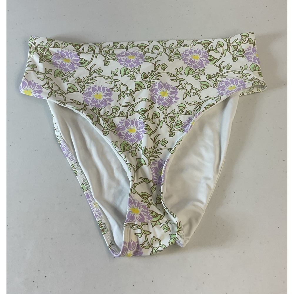 Roller Rabbit Purple Floral Daphne Printβ High Waisted Bikini Bottoms SZ L